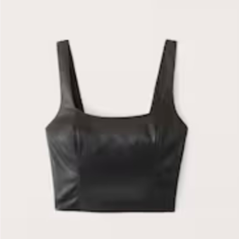 Abercrombie faux leather square neck cropped tank